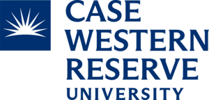 Logo for Case Western Reserve University: blue box with sunburst and text