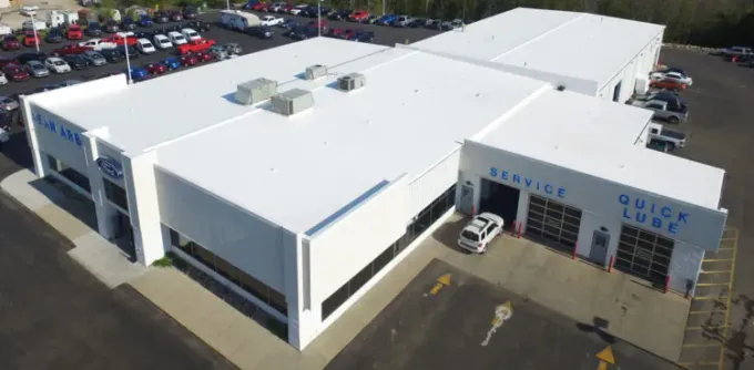 An aerial view of a commercial roof