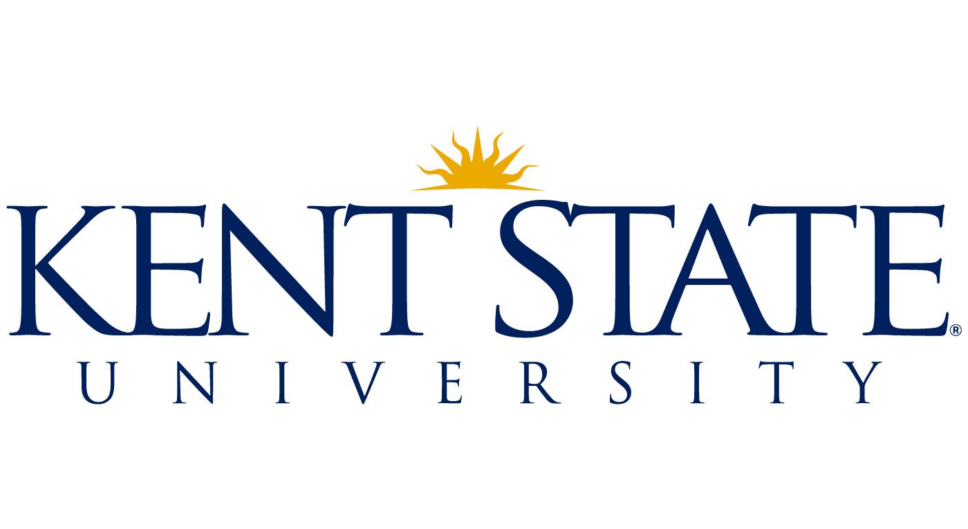 Kent State University logo with navy text and a gold sunburst above.