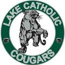 Lake Catholic Cougars logo: green and white circular emblem with a cougar and text.