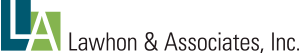 Logo for Lawhon & Associates, Inc. with blue and green shapes and text on white background.