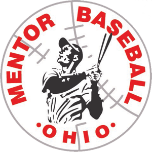 Mentor Baseball logo with a batter swinging the bat, in Ohio.