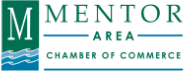 Mentor Area Chamber of Commerce logo with teal and green elements and a wavy water design.