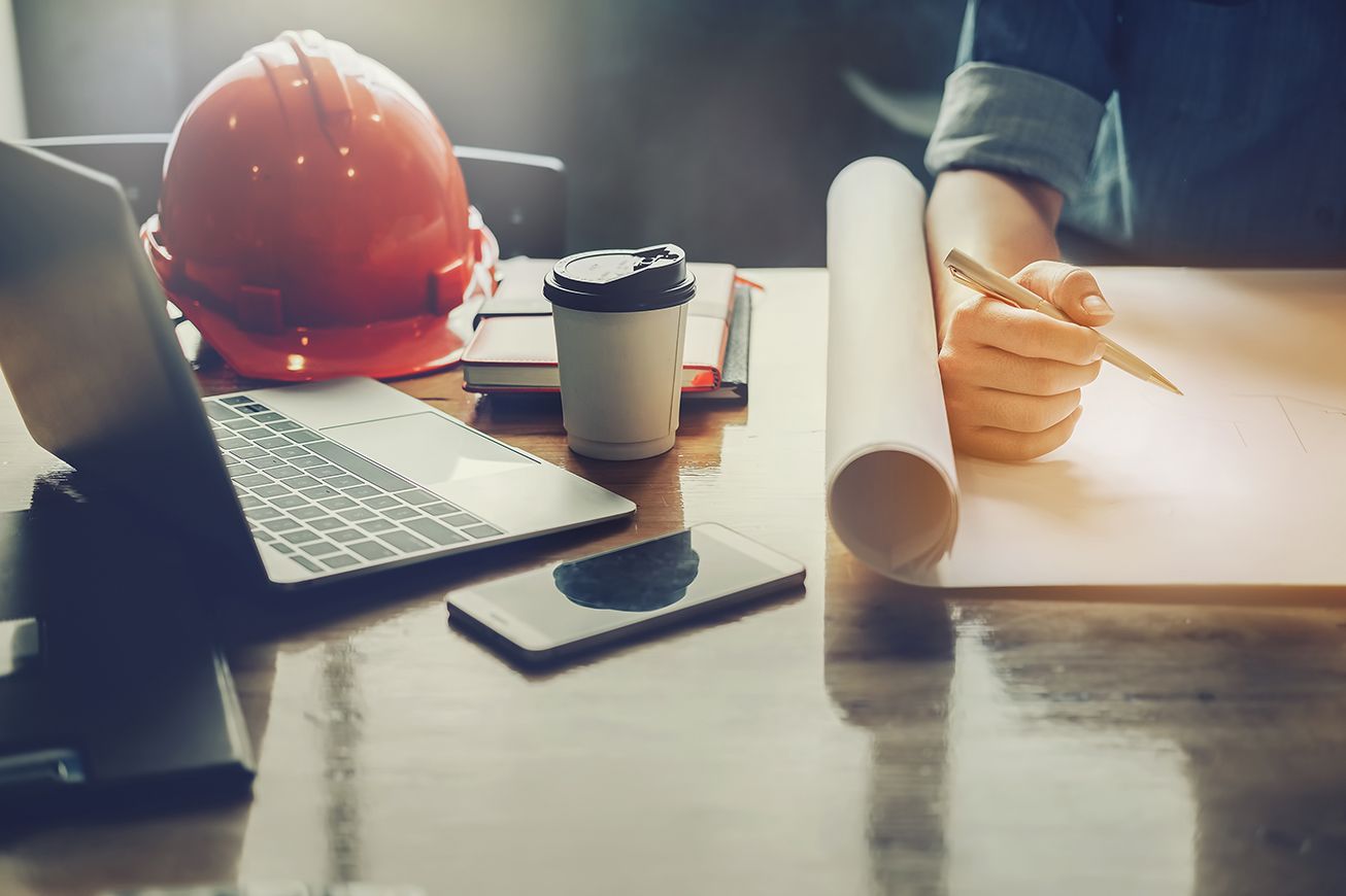 architect design concept engineering hand holding