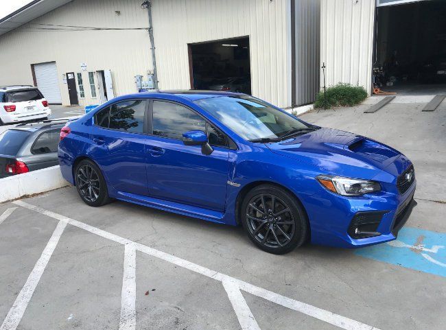 blue subaru wrx exterior