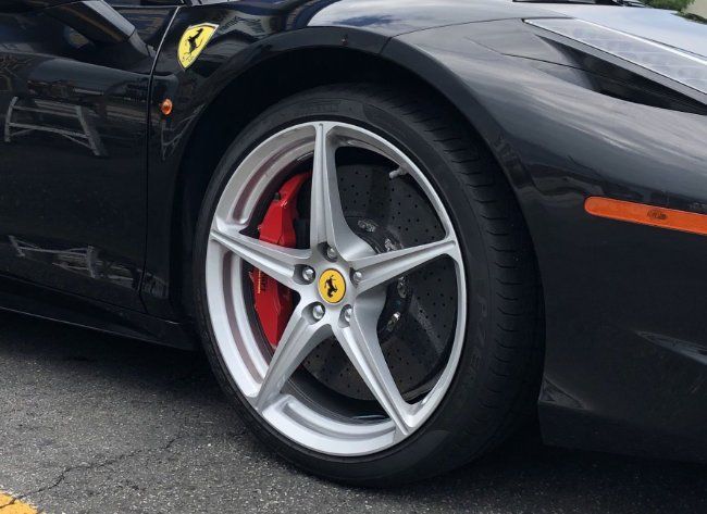 black ferarri with ceramic coated wheels