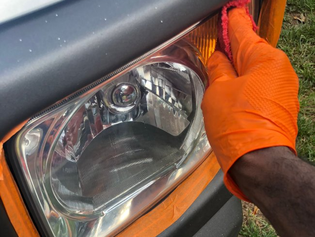clear headlights on a car after a restoration