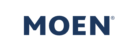 MOEN logo in dark blue on a white background