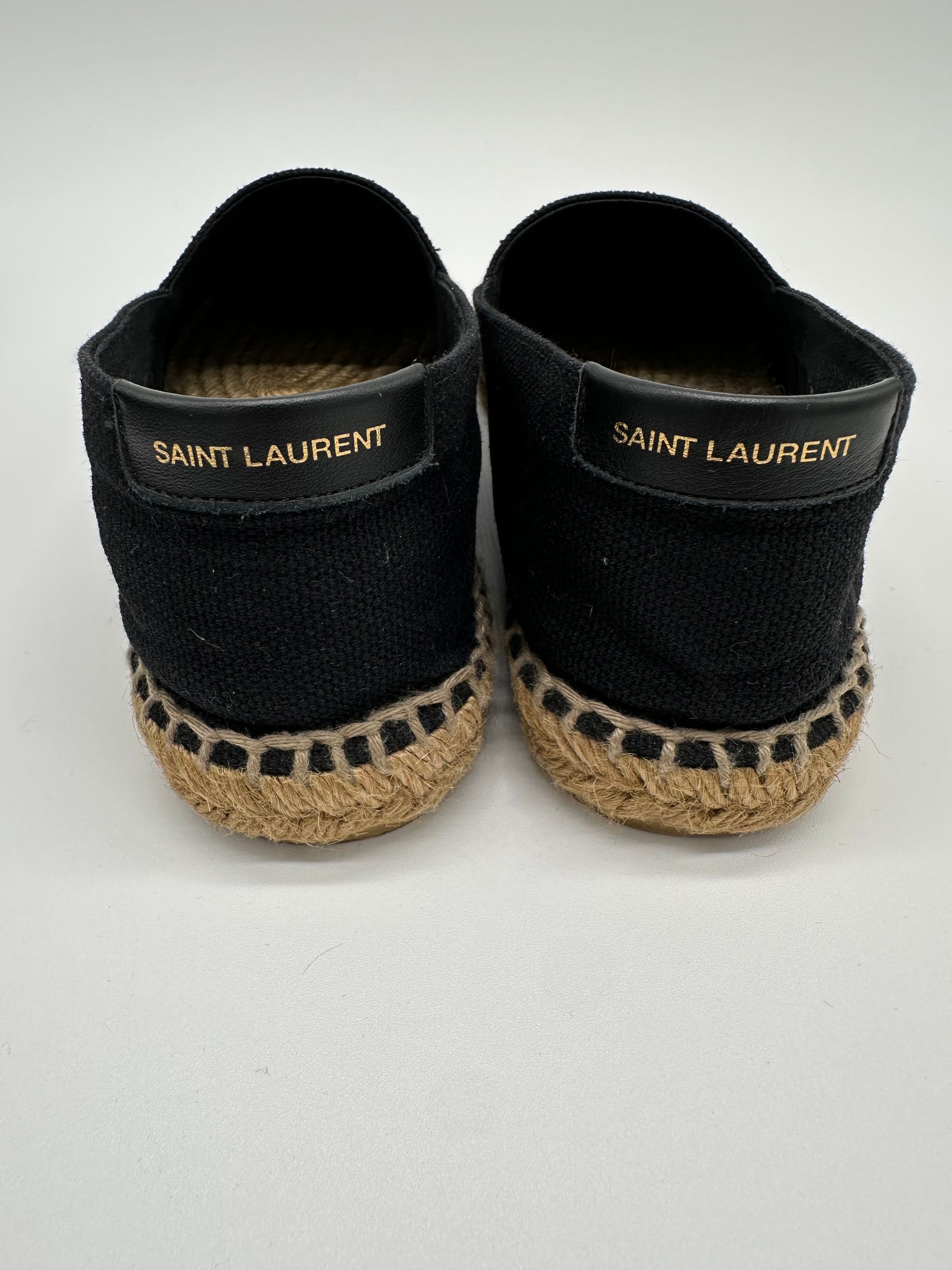 Saint Laurent Embroidered Espadrilles in Canvas (Black)