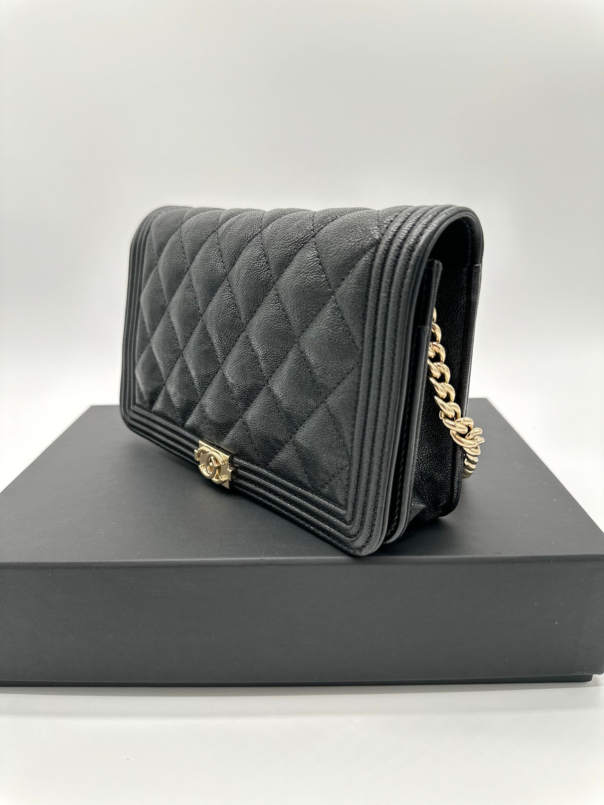 Chanel Le Boy Wallet On Chain (Black)