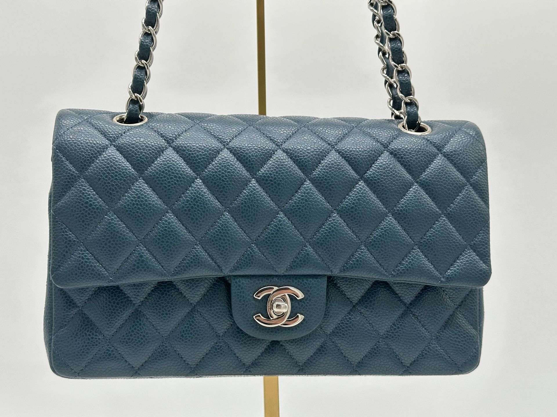 Chanel Caviar Medium Double Flap Blue