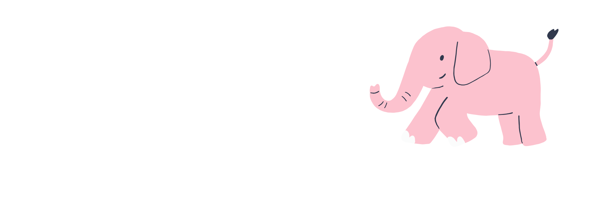 Pink elephant walking on a white background.