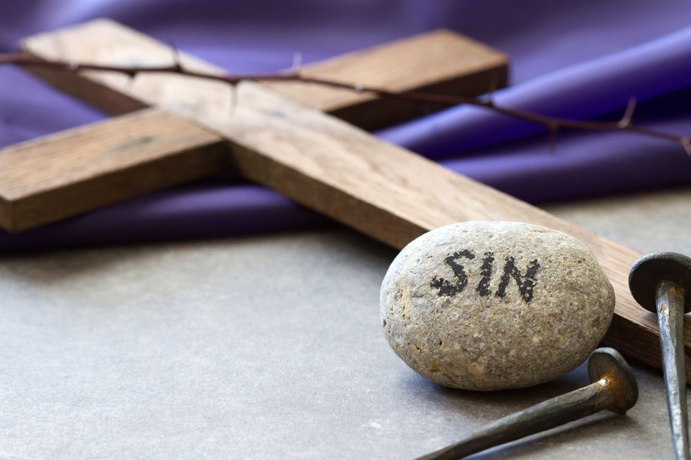 Wooden cross, stone with 