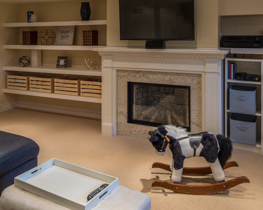 finished basement living room space