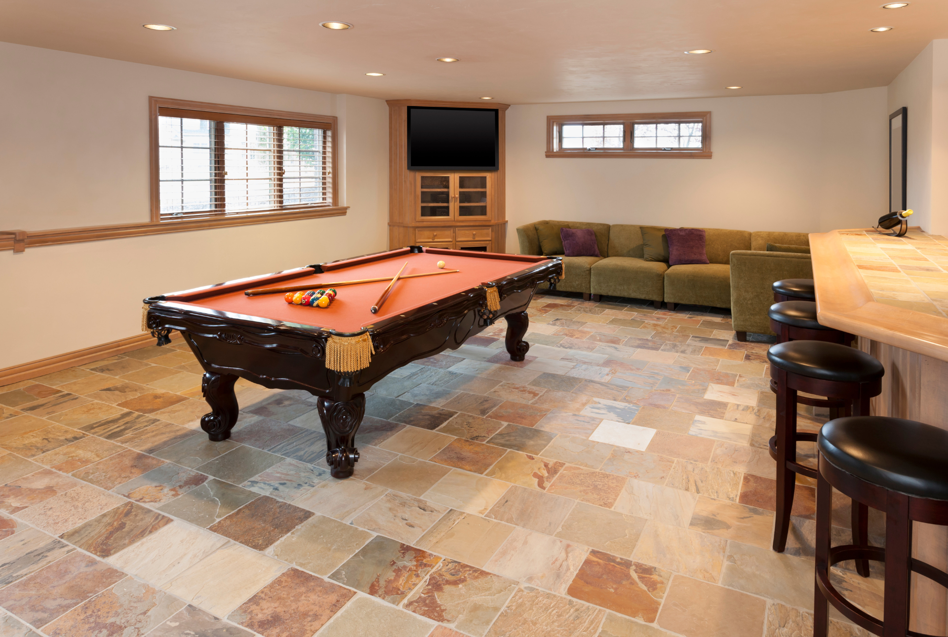 tile flooring in a basement