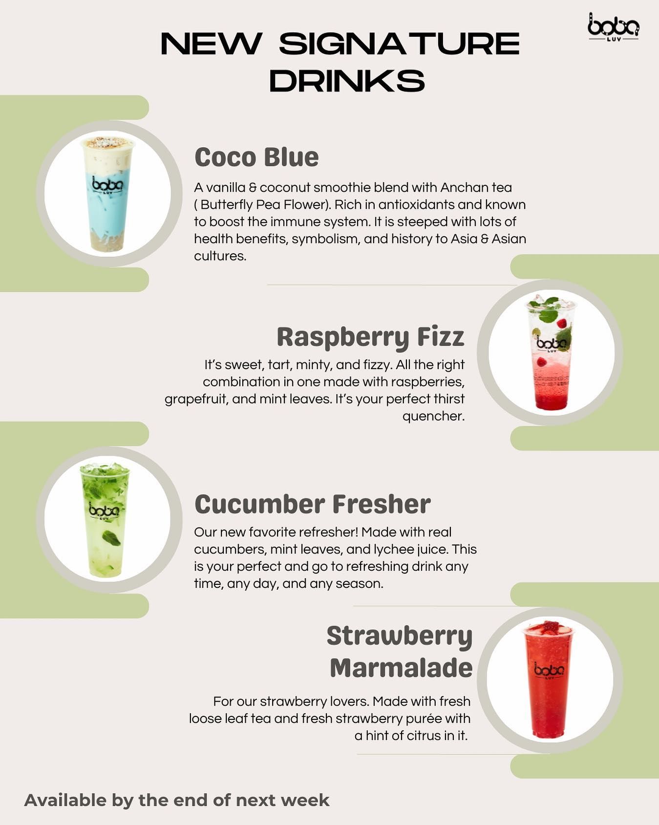BobaLuv signature drinks