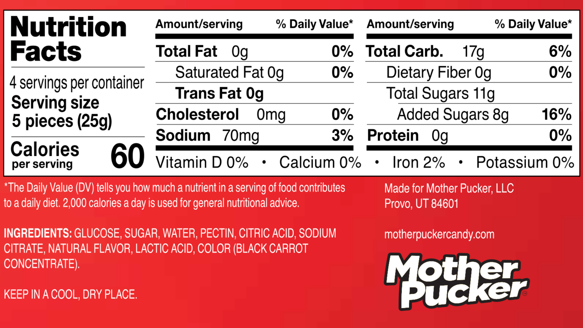 Mother Pucker packaging rear design