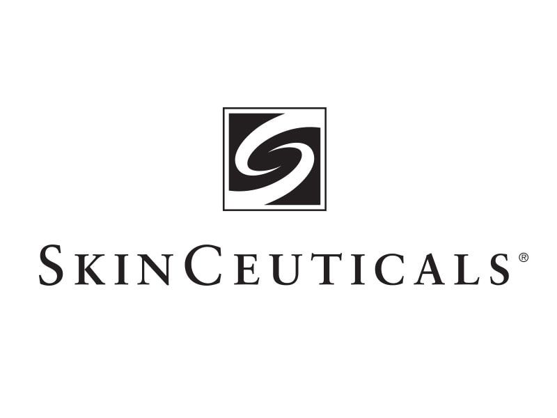 Skinceuticals logo: black-and-white wordmark with a stylized S icon above the brand name