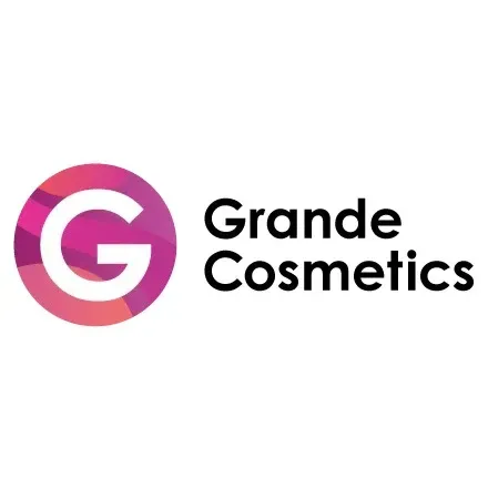 Grande Cosmetics logo with a pink-to-purple circular G icon and black text on white background