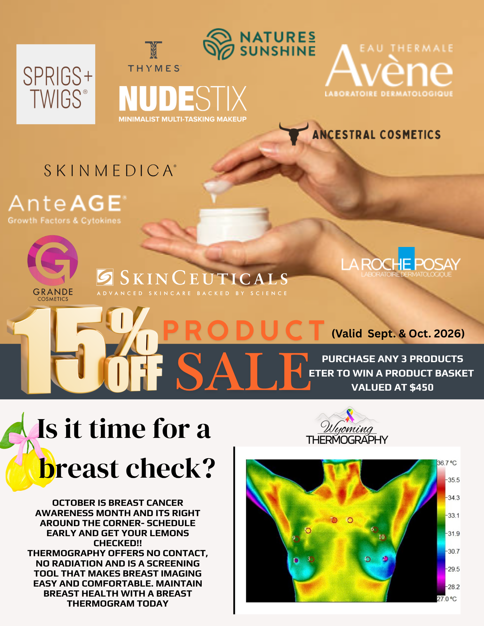 Cortisol & Coffee promotional flyer with dense text, Mother’s Day note, and mint offer at bottom right