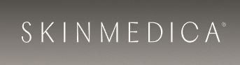 SkinMedica logo in white on a gray background