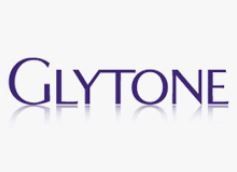 Purple “GLYTONE” logo with a mirrored reflection effect on a white background