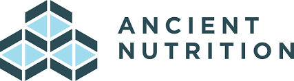 Ancient Nutrition logo with teal geometric icon and brand name in gray text