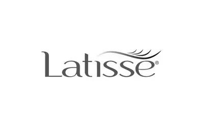 Latisse logo in gray text on a white background