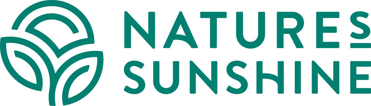 Nature’s Sunshine logo in teal with stylized leaf icon and bold text