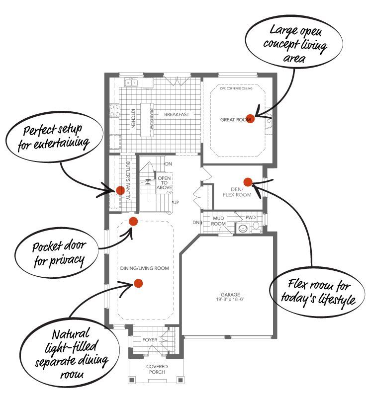 A black and white floor plan of Nottingnham model Royal Valley Guelph.