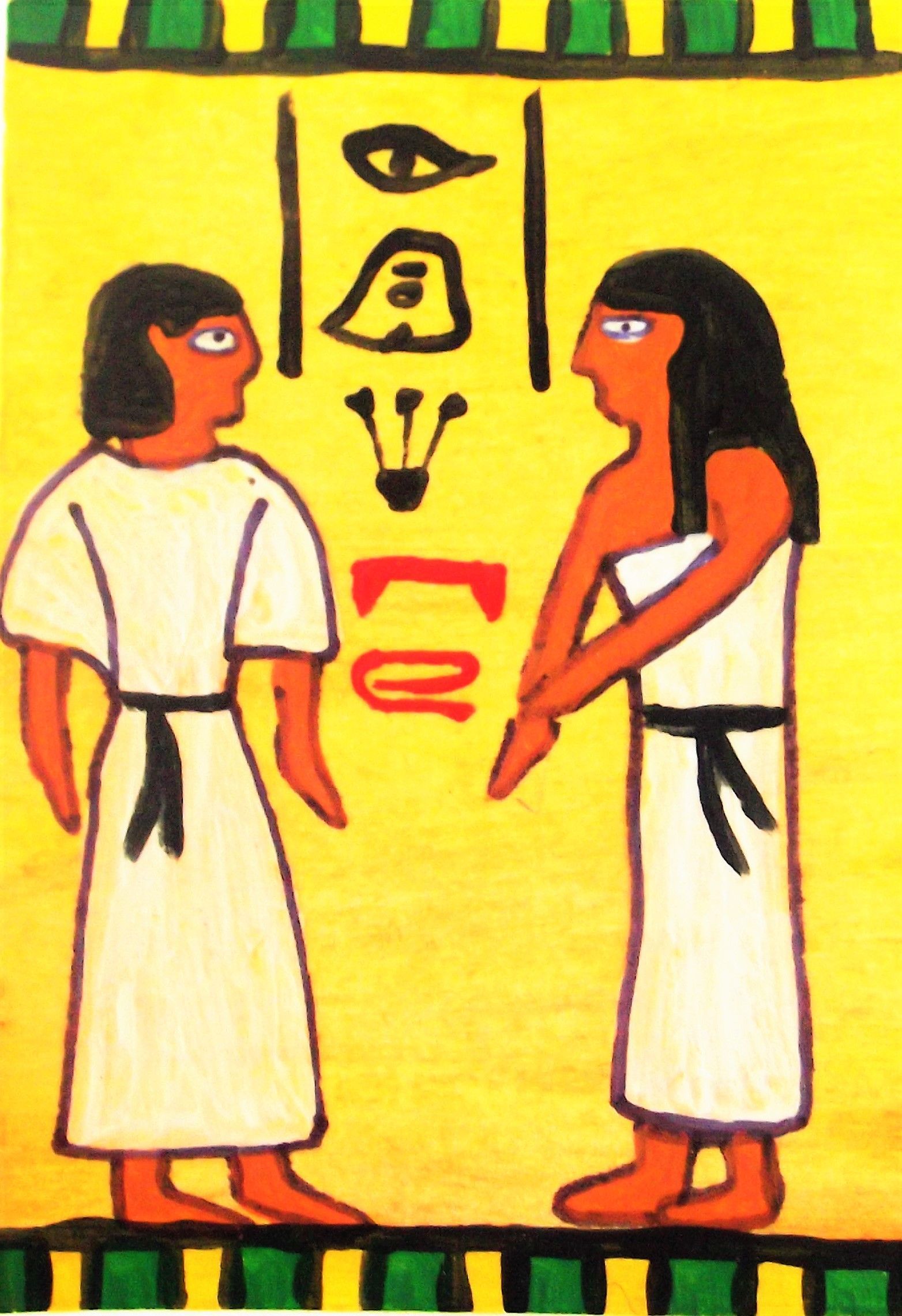 hand-painted egyptian hieroglyph tarot card used in online psychic readings