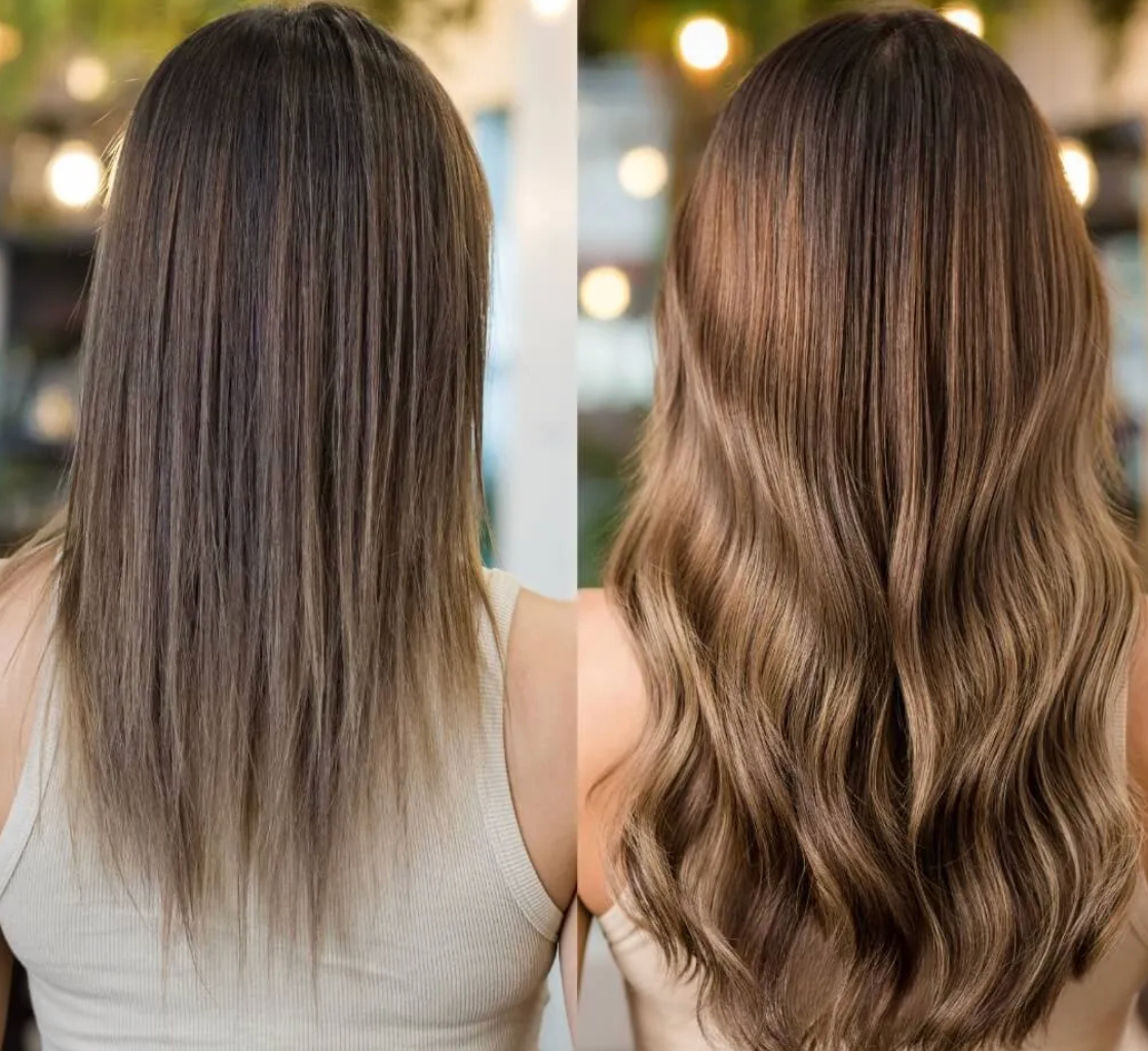Brunette balayage color result at Limelight Salon SouthPark