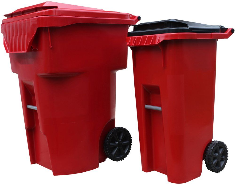 Red Trash Bins — Clinton, MO — Golden Valley Disposal LLC Red Trash Bins — Clinton, MO — Golden Valley Disposal LLC