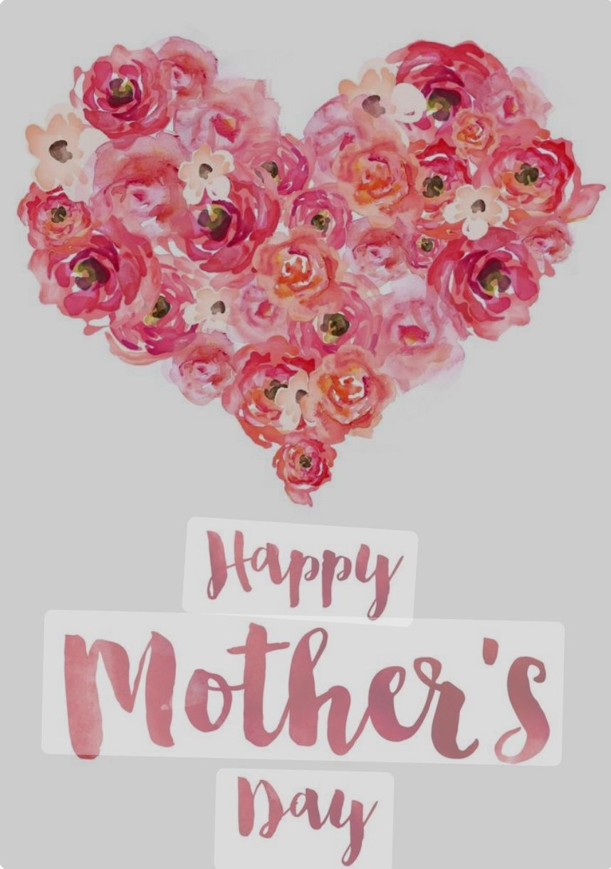 A happy mother 's day card with a heart made of pink flowers