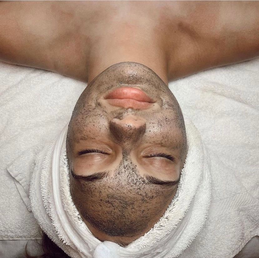 Relaxed women with anti aging mask on 