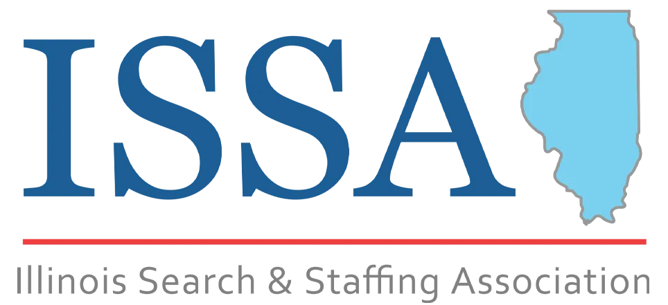 ISSA logo with Illinois silhouette and the words “Illinois Search & Staffing Association”