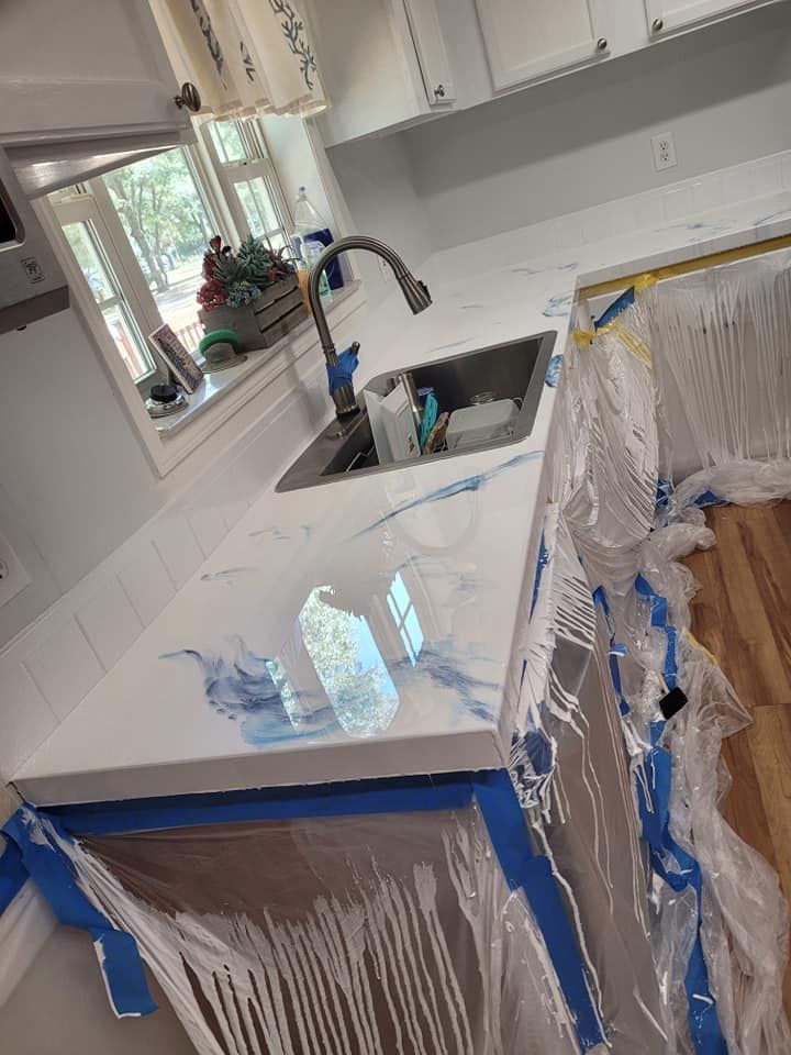 White kitchen countertop 