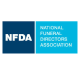 Logo for the National Funeral Directors Association (NFDA) featuring white text on blue and light blue rectangular blocks.