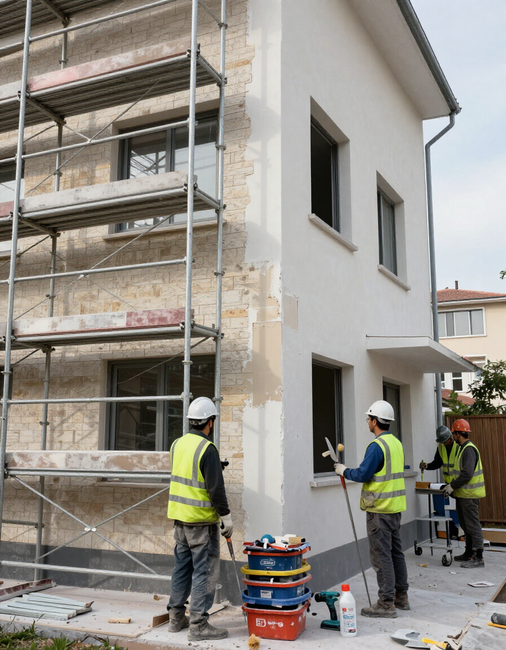 Chantier de ravalement et rénovation