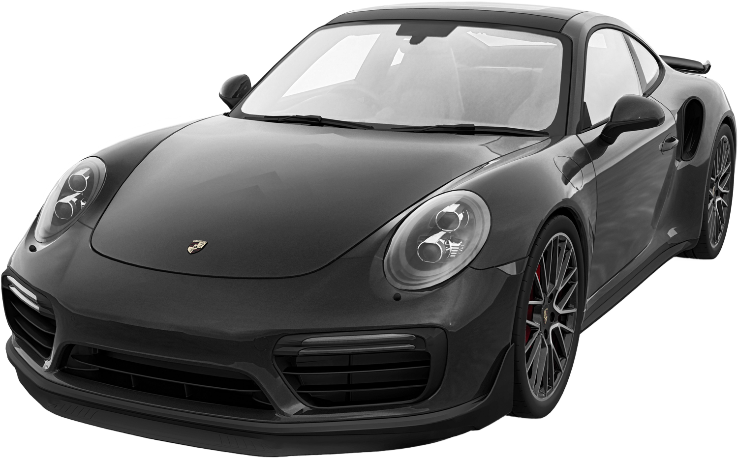 Black Porsche 911 sports car parked on a surface.