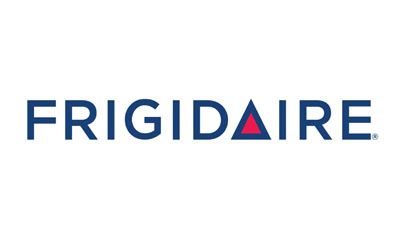 Frigidaire logo with navy blue text and a red triangle in the “i”.