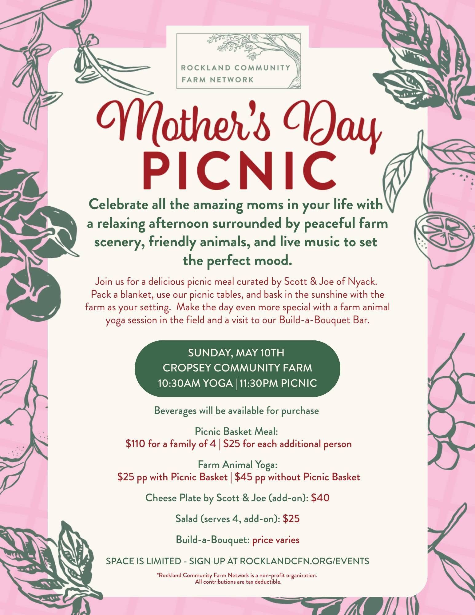 May 10th Mother's Day Picnic & Yoga