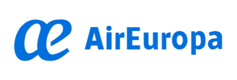 Logotipo de AirEuropa en azul con el icono estilizado de las letras 