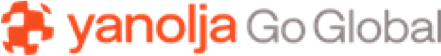 Logotipo de Yanolja Go Global en texto naranja y gris sobre fondo blanco.