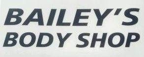 BAILEY'S BODY SHOP sign in bold dark letters on a white background