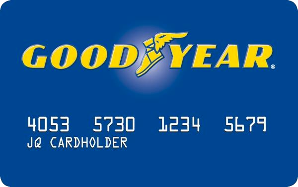 Goodyear credit card with blue background, Goodyear logo and card number visible | GT Tire and Automotive