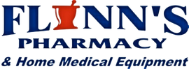 Flinn’s Pharmacy & Home Medical Equipment logo in blue and red text with a mortar and pestle icon