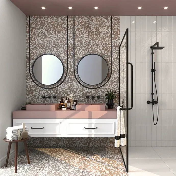 Modern Bathroom With Double Sinks — Stone Arc in Kincumber, NSW