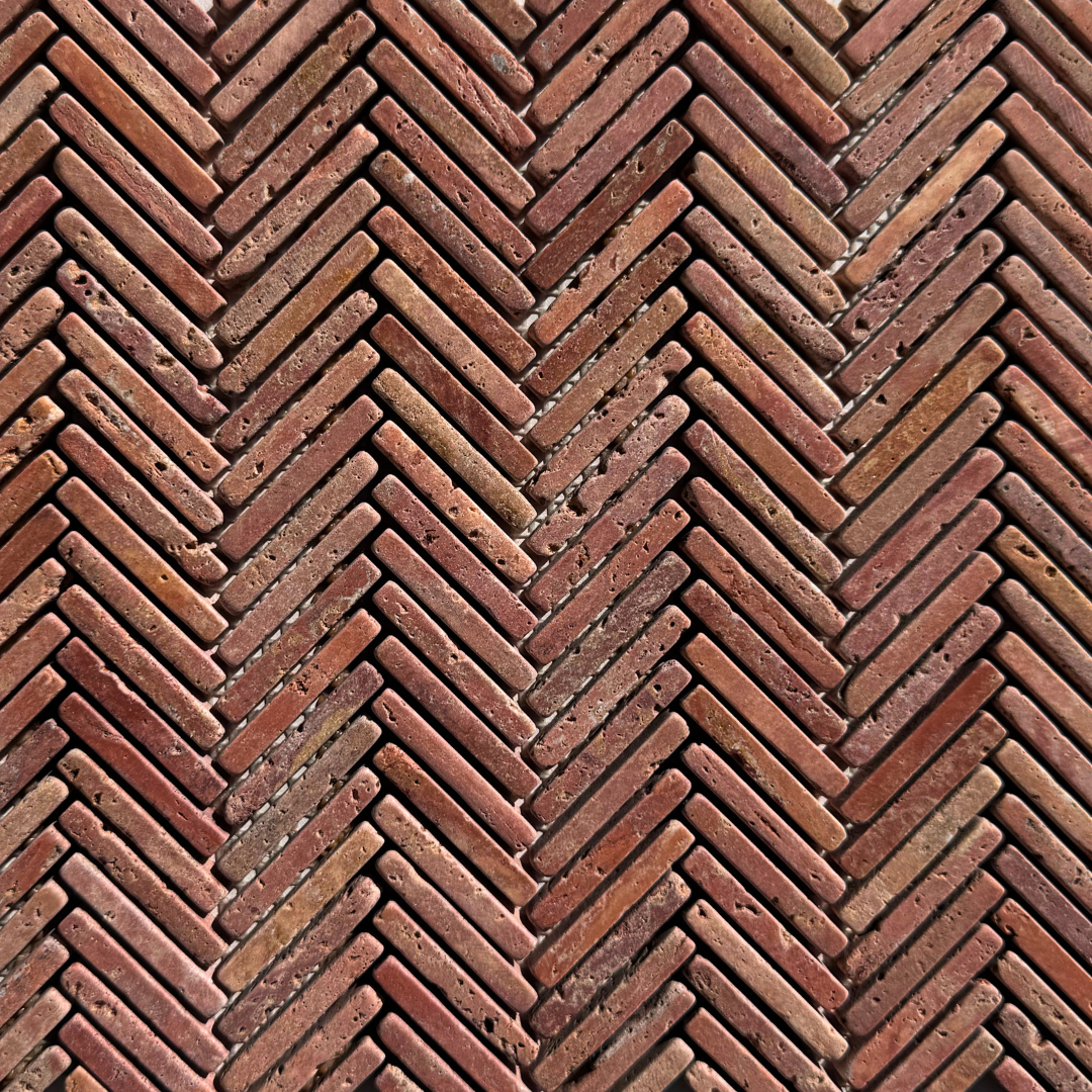 Herringbone Brick Pattern, Reddish-Brown Color Used as Flooring — Stone Arc in Kincumber, NSW