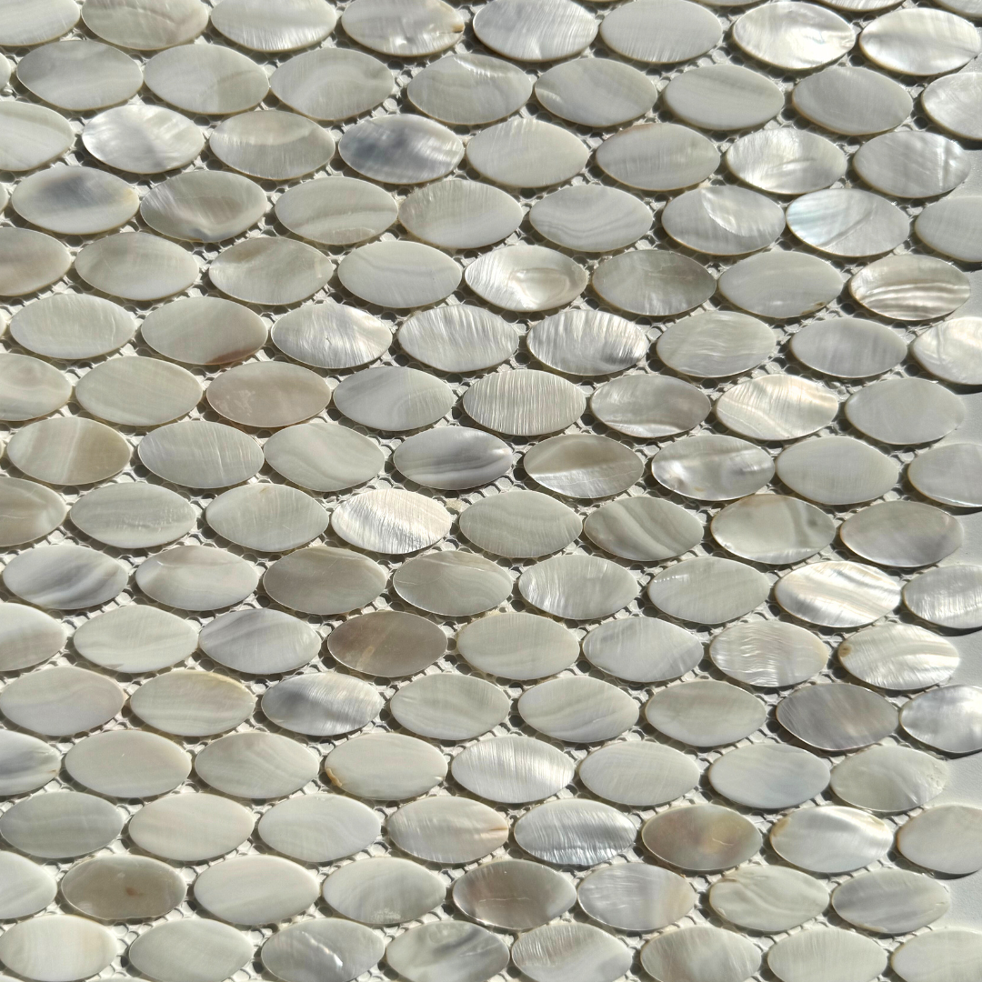 Mother of Pearl Mosaic Tile in Oval Shapes — Stone Arc in Kincumber, NSW